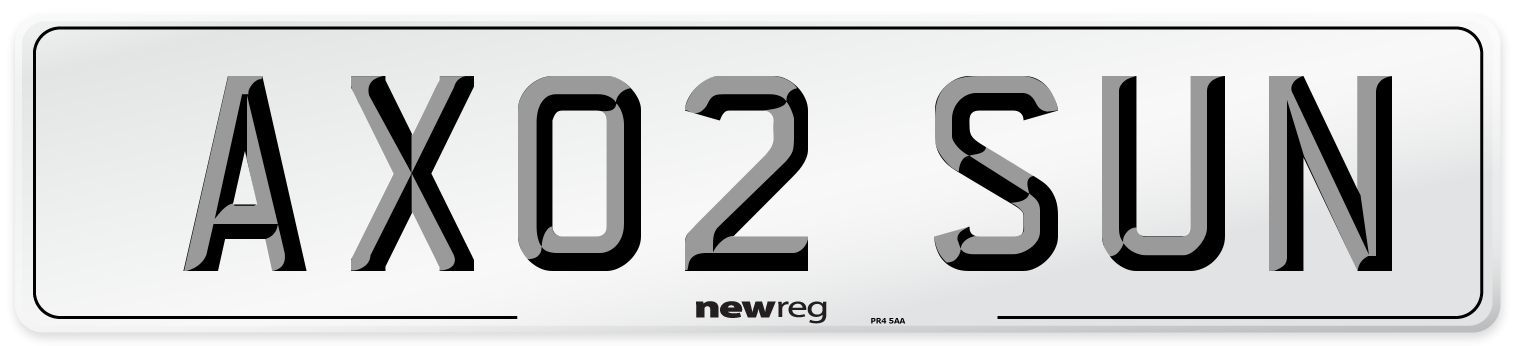AX02 SUN Number Plate from New Reg